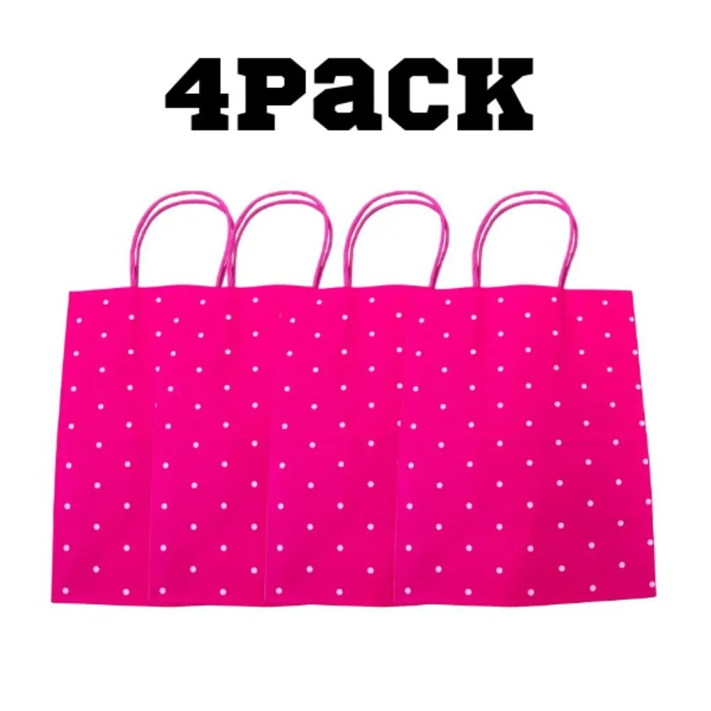 Pink Gift Bags 4 Pack Small Party Favor Bags Birthday Baby Shower 9.75